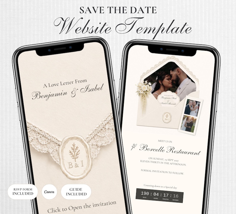 Pearl & Ivory save the date website template